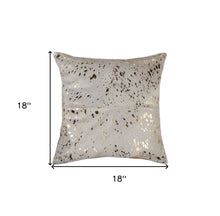 18" Black and Silver Cowhide Throw Pillow