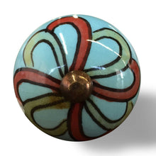 Set of Eight White And Navy Blue Geo Lines Ceramic Drawer Pull Knobs