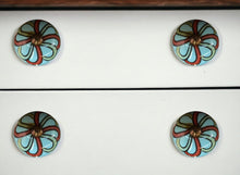 1.5" X 1.5" X 1.5" White Blue Black Handpainted Ceramic  Knobs 8 Pack