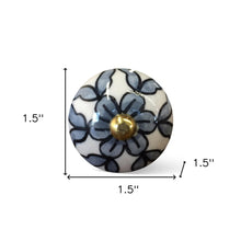 1.5" X 1.5" X 1.5" White Blue Black Handpainted Ceramic  Knobs 8 Pack