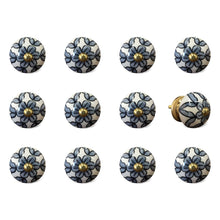 1.5" X 1.5" X 1.5" White Blue And Black  Knobs 12 Pack