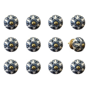 1.5" X 1.5" X 1.5" White Blue And Black  Knobs 12 Pack