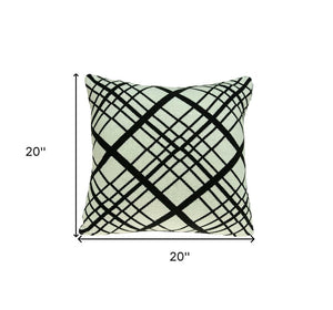 20" Black and White Cotton Throw Pillow