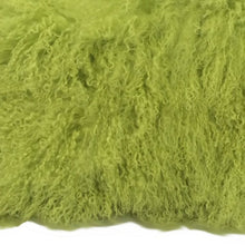 17" Lime Green Genuine Tibetan Lamb Fur Pillow With Microsuede Backing