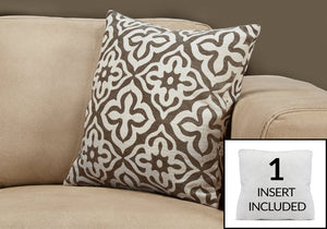 18" X 18" Taupe Polyester Geometric Zippered Pillow