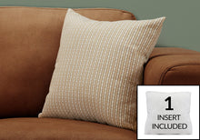 18" X 18" Taupe Polyester Striped Zippered Pillow