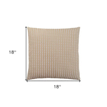 18" X 18" Taupe Polyester Striped Zippered Pillow