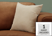 18" X 18" Taupe Polyester Striped Zippered Pillow