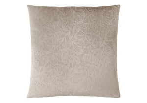 18" X 18" Taupe Velvet Polyester Abstract Zippered Pillow