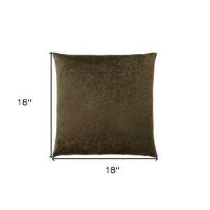18" X 18" Taupe Velvet Polyester Abstract Zippered Pillow