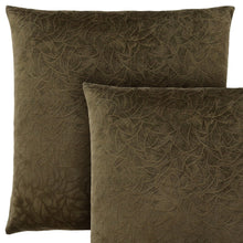 Set Of Two 18" X 18" Brown Velvet Polyester Floral Zippered Pillow