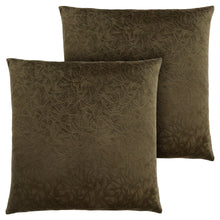 Set Of Two 18" X 18" Brown Velvet Polyester Floral Zippered Pillow