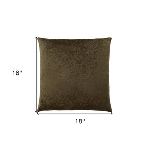 Set Of Two 18" X 18" Brown Velvet Polyester Floral Zippered Pillow