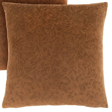 Set Of Two 18" X 18" Brown Velvet Polyester Floral Zippered Pillow