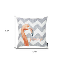 18" Gray and White Fabrc Throw Pillow Cover