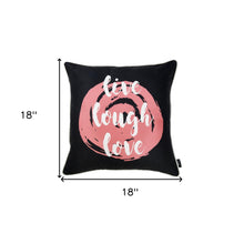 18" Black and White Live Laugh Love Fabrc Throw Pillow Cover