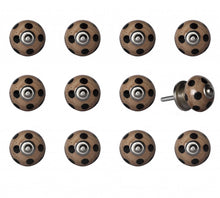 Set of Twelve Brown And Black Geometric Ceramic Drawer Pull Knobs