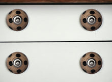 Set of Twelve Brown And Black Geometric Ceramic Drawer Pull Knobs