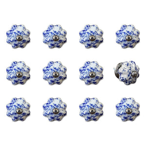 Set of Twelve Blue And White Ceramic Drawer Pull Knobs