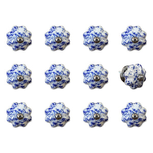 Set of Twelve Blue And White Ceramic Drawer Pull Knobs