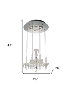 Clear Candle Style Four Light Metal and Glass Ceiling Light