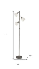 71" Silver Metal Floor Lamp With White Dome Shade