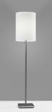 61" Brass Metal Floor Lamp With White Fabric Cylinder Shade