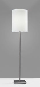 61" Brass Metal Floor Lamp With White Fabric Cylinder Shade