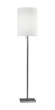 61" Brass Metal Floor Lamp With White Fabric Cylinder Shade