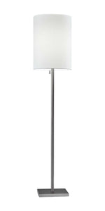 61" Brass Metal Floor Lamp With White Fabric Cylinder Shade