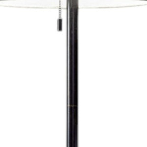 61" Brass Metal Floor Lamp With White Fabric Cylinder Shade