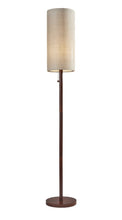 65" Brown Solid Wood Floor Lamp With Beige Linen Drum Shade