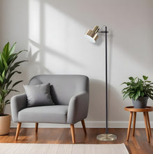 57" Brass Metal Task Floor Lamp With Brass Metal Shade