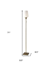 71" Brass Metal Torchiere Floor Lamp With White Glass Novelty Shade