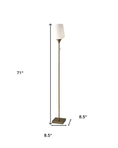 71" Brass Metal Torchiere Floor Lamp With White Glass Novelty Shade