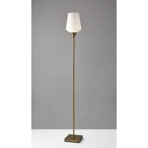 71" Brass Metal Torchiere Floor Lamp With White Glass Novelty Shade