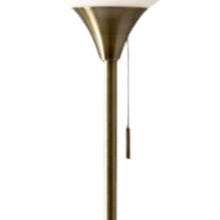 71" Brass Metal Torchiere Floor Lamp With White Glass Novelty Shade