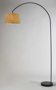 83" Silver Arc Floor Lamp With White Linen Empire Shade