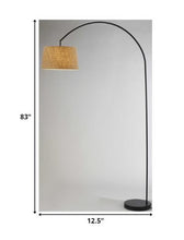 83" Silver Arc Floor Lamp With White Linen Empire Shade