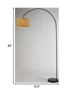 83" Silver Arc Floor Lamp With White Linen Empire Shade
