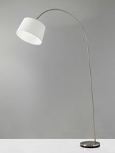 83" Silver Arc Floor Lamp With White Linen Empire Shade