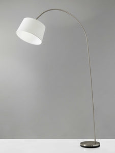 83" Silver Arc Floor Lamp With White Linen Empire Shade