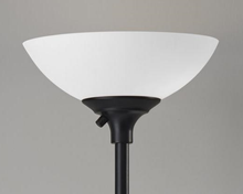 71" Silver Metal Torchiere Floor Lamp With White Bowl Shade