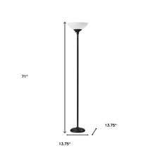 71" Silver Metal Torchiere Floor Lamp With White Bowl Shade