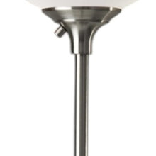 71" Silver Metal Torchiere Floor Lamp With White Bowl Shade