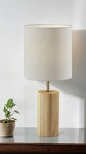 Natural Wood Circular Block Table Lamp
