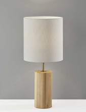 Natural Wood Circular Block Table Lamp