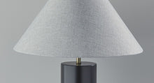 26" Natural Solid Wood Cylinder Table Lamp With White Cone Shade