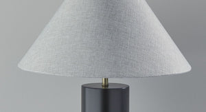 26" Natural Solid Wood Cylinder Table Lamp With White Cone Shade