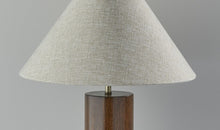 26" Natural Solid Wood Cylinder Table Lamp With White Cone Shade